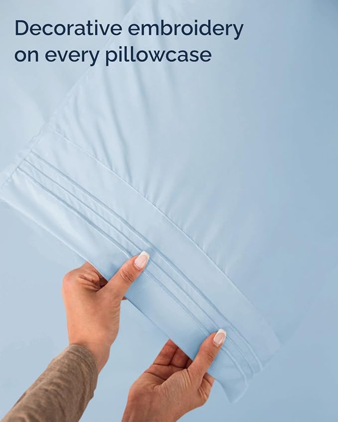 Twin Size 3 Piece Sheet Set - Comfy Breathable & Cooling Sheets - Sky Blue | Hotel Luxury Bed Sheets for Women & Men, Deep Pockets, Easy-Fit, Extra Soft and Wrinkle Free Sheets, Oeko-Tex Bed Sheet Set
