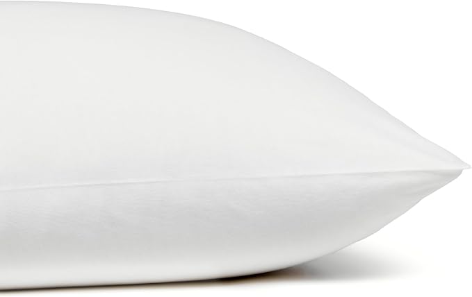 Amazon Basics 100% Cotton Jersey Bed Sheet Set, Breathable, Machine Washable, All-Season, King, White, Solid