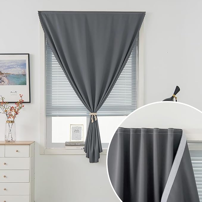 Portable Light Blocking Curtains Self-Stick Design, Removable Adhesive Window Shades for Apartment Office, 71" W x 84" L, Grey, 1 Panel