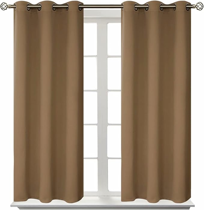 BGment Short Curtains for Small Window 45 Inch Long - Taupe 2 Panels | Grommet top, Blackout, Room Darkening, Sunblock, Thermal Insulated, Window Drapes for Kitchen, 38x45 Inch