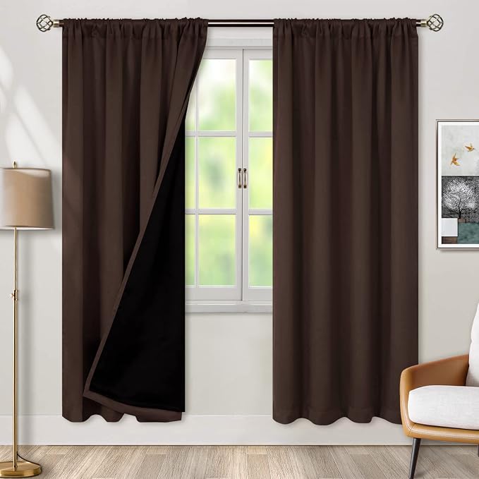 BGment Brown Blackout Curtains for Bedroom 84 Inch Length 2 Panels | Thermal Insulated, Room Darkening Curtains, Rod Pocket Soundproof, Living Room Window Curtains, 52 x 84 Inch