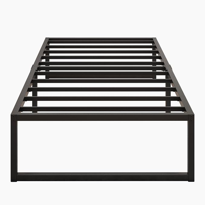 Lutown-Teen 14 Inch Twin Bed Frames with Heavy Duty Steel Slat Support | Sturdy Metal Twin Size Platform Bed Frame No Box Spring Needed, Noise Free, Easy Assembly, Black