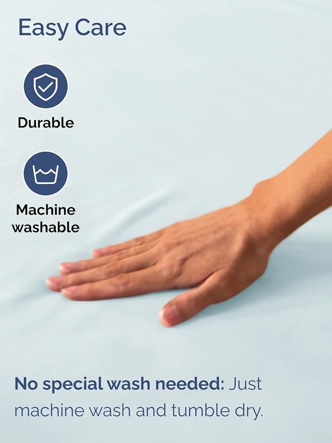 Extra Deep Queen Fitted Sheet - Single Fitted Sheet Only - Ice Blue | Easily Fits 18 inch to 24 inch Mattress, Soft, Wrinkle Free, Breathable & Comfy, Extra Deep Pockets Hotel Luxury Fitted Sheet