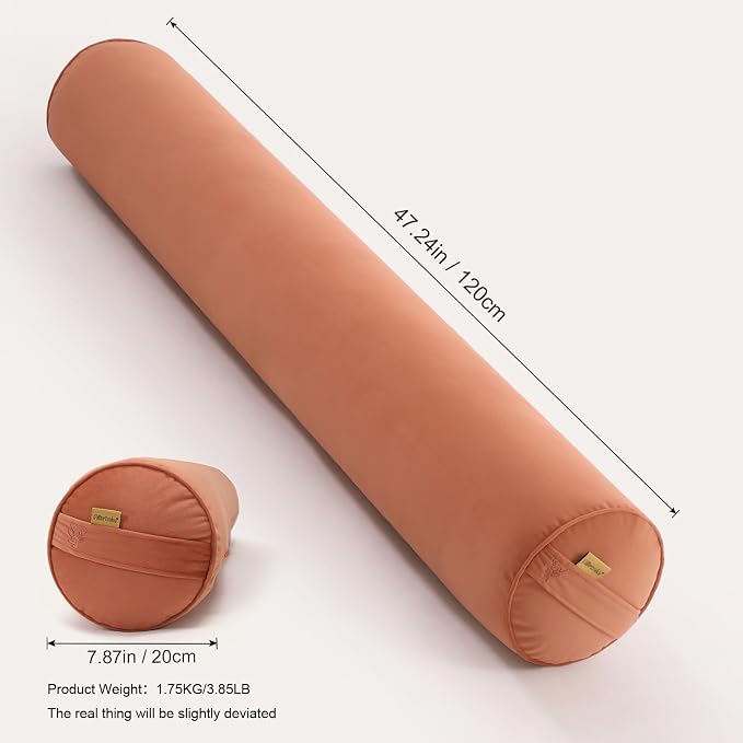 Body Pillow for Adults,Long Round Pillow,Big Cylindrical Pillow,Large Full Bolster Pillows for Side Sleepers (Amber Orange, 47.24"*7.87")