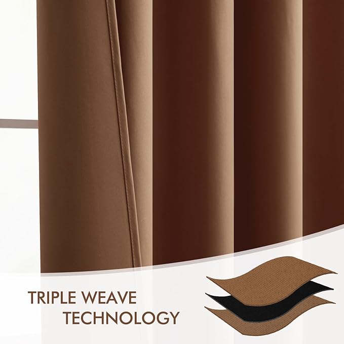 MIULEE Cappuccino Brown Back Tab Blackout Curtains 52"x90" Long 2 Panel Set | Rod Pocket Pinch Pleated, Thermal Insulated, Room Darkening Privacy Drapes, Light Blocking Curtains for Living Room Bedroom