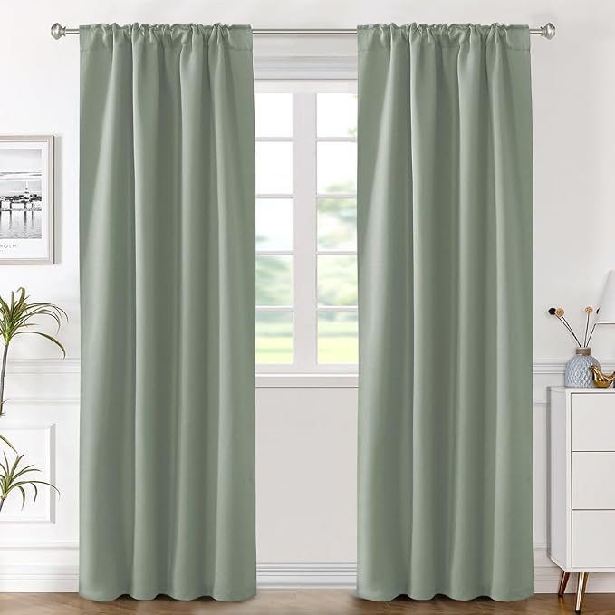 H.VERSAILTEX Blackout Curtains Thermal Insulated Window Treatment Panels Room Darkening Blackout Drapes for Living Room Back Tab/Rod Pocket Bedroom Draperies (2 Panels, Cyan, 42 x 84 Inch)