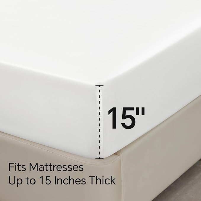 BEDELITE Satin Sheets Twin Size Bed Set, White, 3 Pieces | Luxury Silky Bed Sheets, 15 Inch Deep Pocket, Similar to Silk, Soft and Cooling, Reduces Friction, Gentle on Hair and Skin