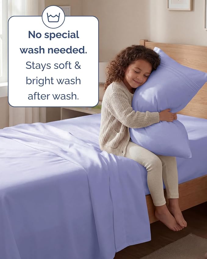 Twin Size 3 Piece Sheet Set - Comfy Breathable & Cooling Sheets - Lavender | Hotel Luxury Bed Sheets for Women & Men, Deep Pockets, Easy-Fit, Extra Soft and Wrinkle Free Sheets, Oeko-Tex Bed Sheet Set