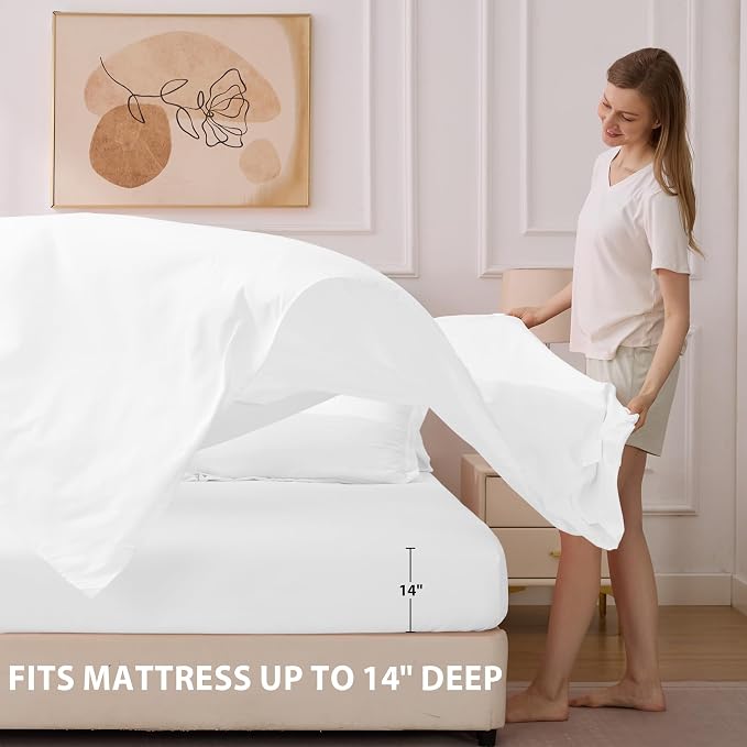 Queen Comforter Set White - Bed in a Bag Queen Size 7 Pieces, Soft Bedding Set for All Seasons, Premium Queen Comforter Set with Comforter, Sheets, Pillowcases & Shams