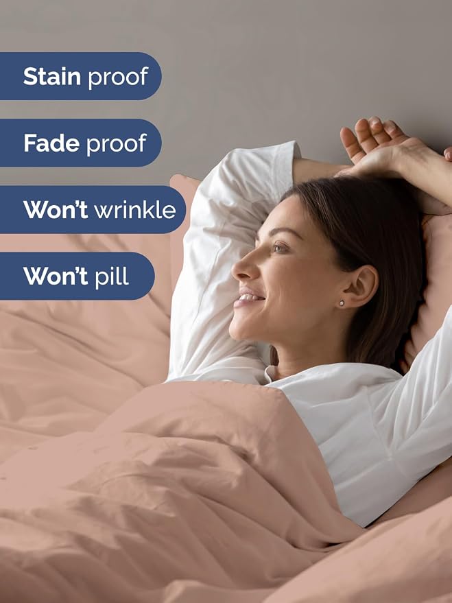 Duvet Cover Queen Size - Extra Soft 3 Piece with Zipper Closure - Mauve | Extra Soft, Breathable, Queen Duvet Cover 90" x 90" with 2 Pillow Shams, Zipper Closures & Ties, Women, Men, Kids & Teens