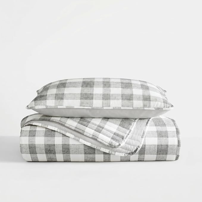Merit Linens 3 Piece Quilt Set - Super Soft - Lightweight - All Season Quilted Coverlet - Floral Patterns - Twin/TwinXL Gray