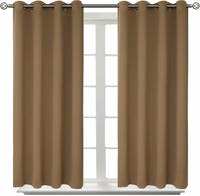 BGment Taupe Blackout Curtains for Bedroom 45 Inch Long - 2 Panels | Grommet Top, Black Out, Room Darkening, Sunblock, Thermal Insulated, Window Drapes for Kids Boys Room, 52x45 Inch