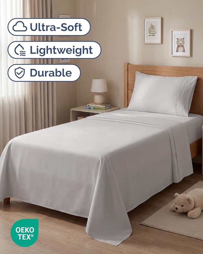Twin Size 3 Piece Sheet Set - Breathable & Cooling Sheets - Light Grey | Hotel Luxury Bed Sheets for Women & Men, Deep Pockets, Easy-Fit, Extra Soft and Wrinkle Free Sheets, Oeko-Tex Bed Sheet Set
