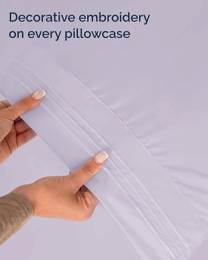 Full XL Sheets - 4 Piece Full XL Sheet Set - Breathable - Light Lavender | Hotel Luxury Bedding for Women & Men with Deep Pockets, Ultra-Soft, Comfy, Easy-Fit, Wrinkle Free & Fade Resistant, Oeko-Tex