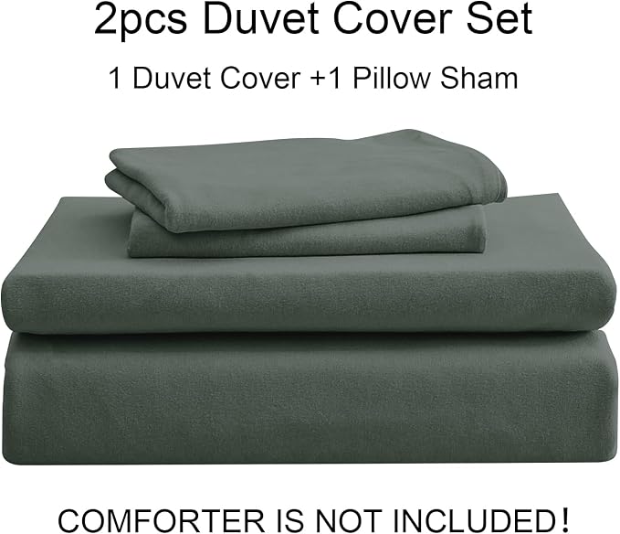 PURE ERA Jersey Knit Sheet Set Solid Dark Greenish Gray Twin | 100% Cotton, 3 Piece Set, T Shirt Soft, Breathable, Envelope Closure Pillowcases, Hidden Zipper, 8 Ties, No Insert, Modern