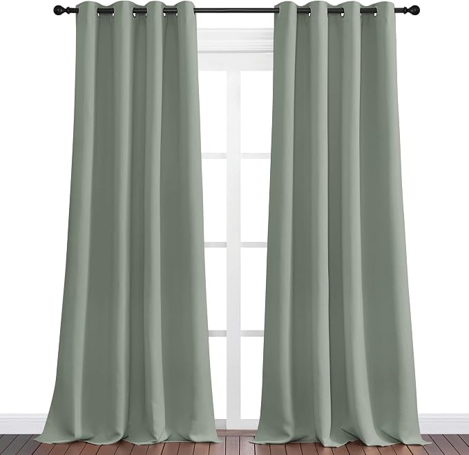 NICETOWN Blackout Curtains for Office 2 Panels 55 x 120-inch Sage Green | 120" Long for Dining Room, Guest Room, Sound Reducing Heat and Cold Block Curtain Panels for Modern Room Decorative