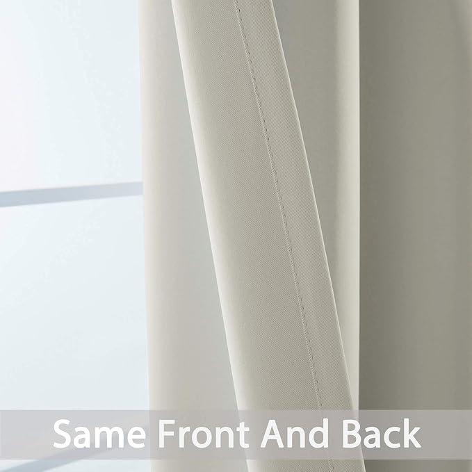 Yakamok Room Darkening Curtains 62x72 inch Length Light Beige-Living Room | 2 panels,grommet blackout window treatment,thermal insulated,light blocking drapes,privacy protection,bedroom dining room
