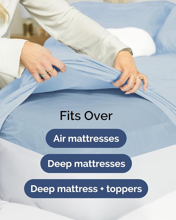 2 Pack Extra Deep Twin XL Fitted Sheets with Extra Deep Pockets - Sky Blue | Hotel Luxury Bottom Fitted Sheets Only, Soft, Fade & Wrinkle Free, Breathable & Comfy, All Around Elastic Fitted Sheets
