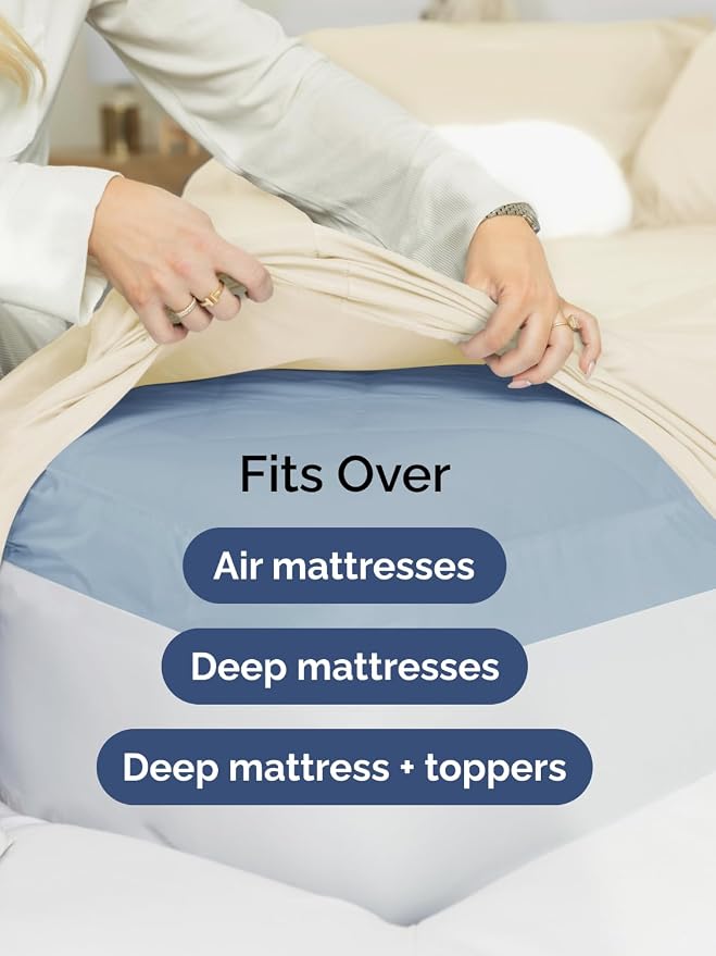 Extra Deep Full Sheet Set - 6 Piece Breathable & Cooling Sheets - Off White | Hotel Luxury Bed Sheets Set, Easy & Secure Fit, Ultra-Soft, Wrinkle & Fade Free, Comfy Sheets Set with Extra Deep Pockets