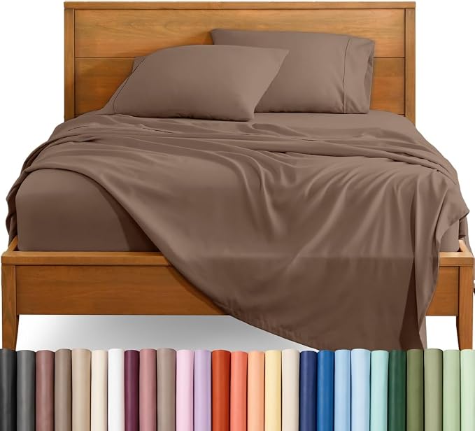 Bare Home Queen Sheet Set - 1800 Ultra-Soft (Queen, Taupe) | Deep Pockets 6 to 15 Inches, Breathable, Hypoallergenic, Hotel Luxury, Easy Fit, Soft, All-Season