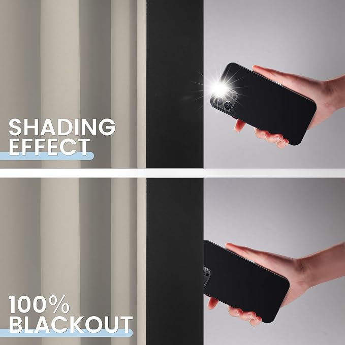 SimpleHome Stone 100% Blackout Curtains Room Darkening Living Room 84 Inch | Curtains for Bedroom,Thermal Insulated Grommet Window Drapes,Curtains for Living Room with Black Back,52 x 84 Inch,2 Panels