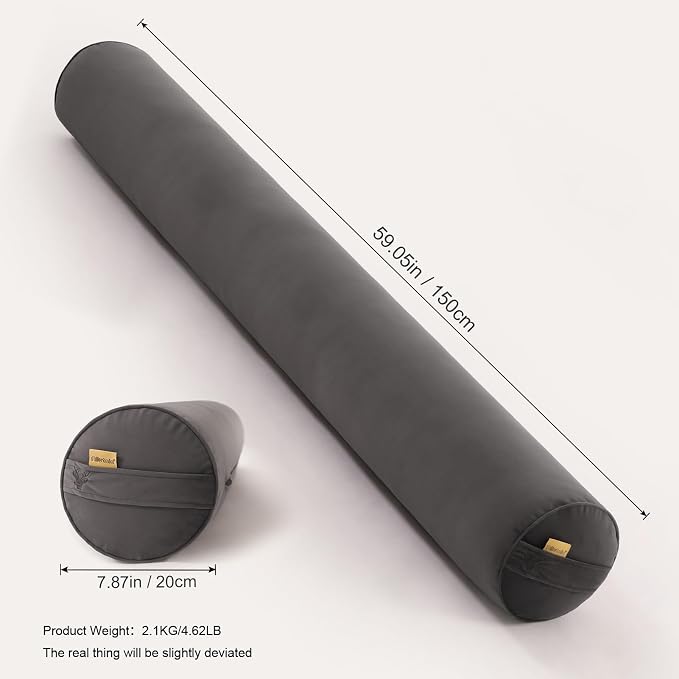 Body Pillow for Adults,Long Round Pillow,Big Cylindrical Pillow,Large Full Bolster Pillows for Side Sleepers (Steel Gray, 59"*7.87")