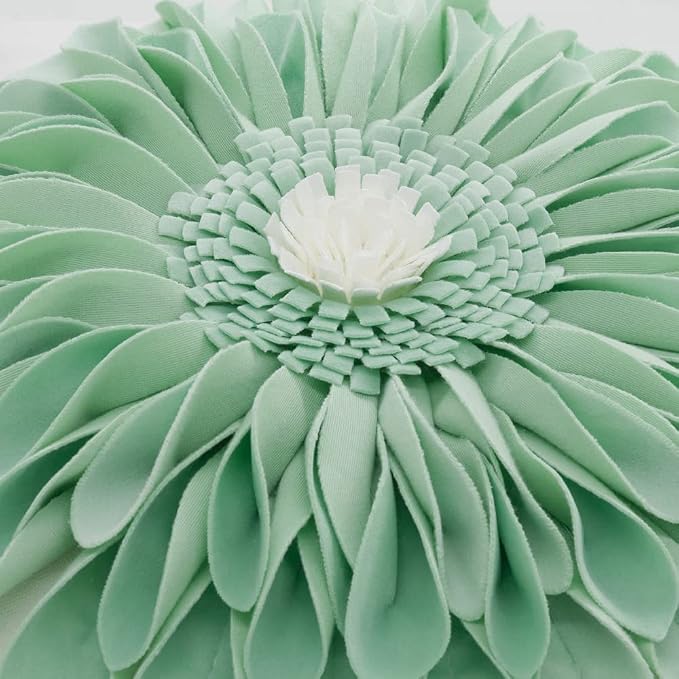 OiseauVoler 3D Sunflower Throw Pillow Cover Decorative Handmade Cushion Cover Pillowcase for Couch Living Room Home Decor 18 x 18 Inch Mint Green