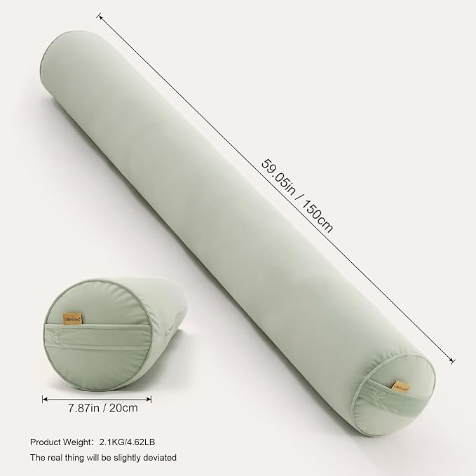 Body Pillow for Adults,Long Round Pillow,Big Cylindrical Pillow,Large Full Bolster Pillows for Side Sleepers (Celadon Green, 59"*7.87")