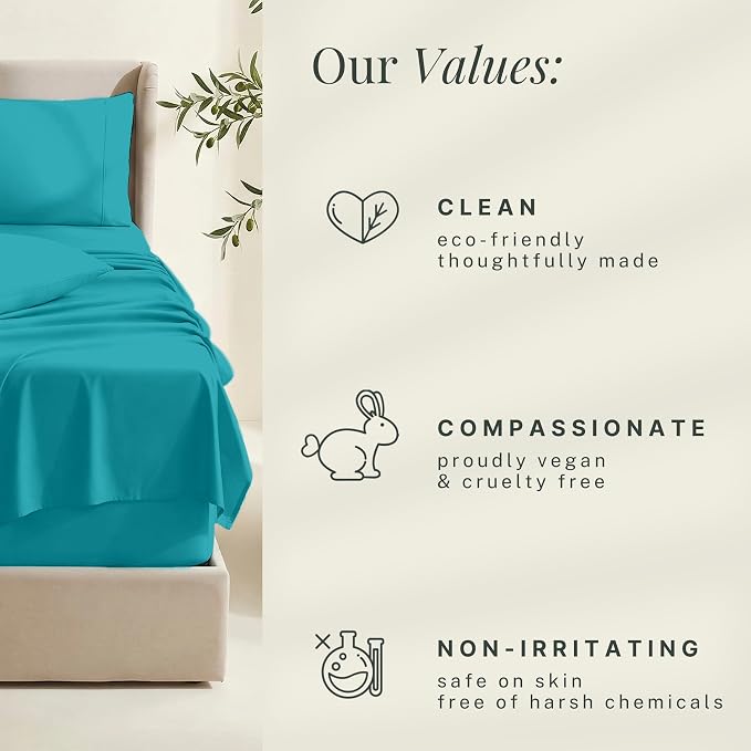 Hearth & Harbor Extra Deep Pocket King Size Sets - Fits Mattress 18-24 Inches Deep - Extra Deep Pocket Sheets - 6 Piece King Size - Teal