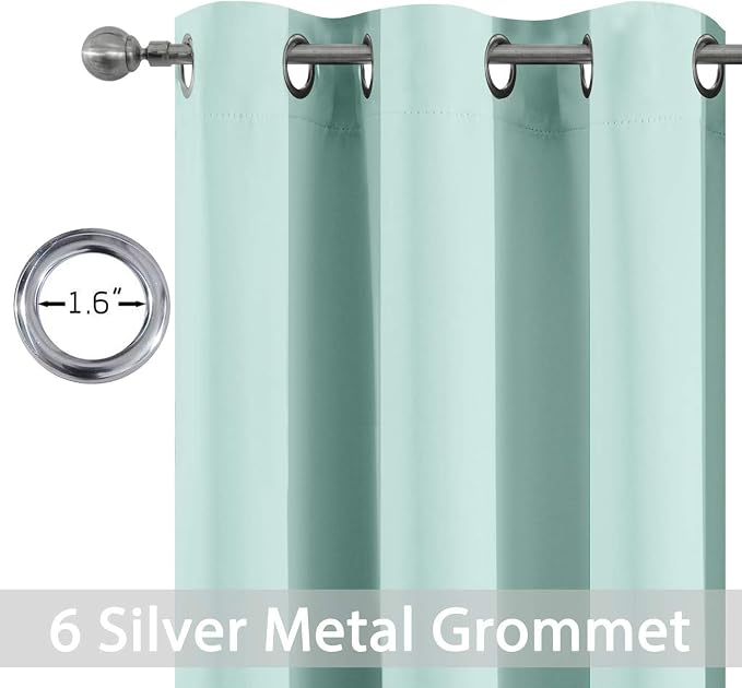Yakamok Room Darkening Curtains 42x72 inch Length Aqua-Living Room | 2 panels,grommet blackout window treatment,thermal insulated,light blocking drapes,privacy protection,bedroom dining room