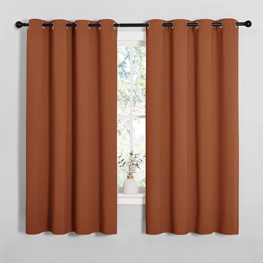 NICETOWN Blackout Curtain Panels, 1 Pair, 55 x 68-inch, Burnt Orange | Nursery Essential Thermal Insulated Solid Grommet Top Blackout Drapes for Girls Room
