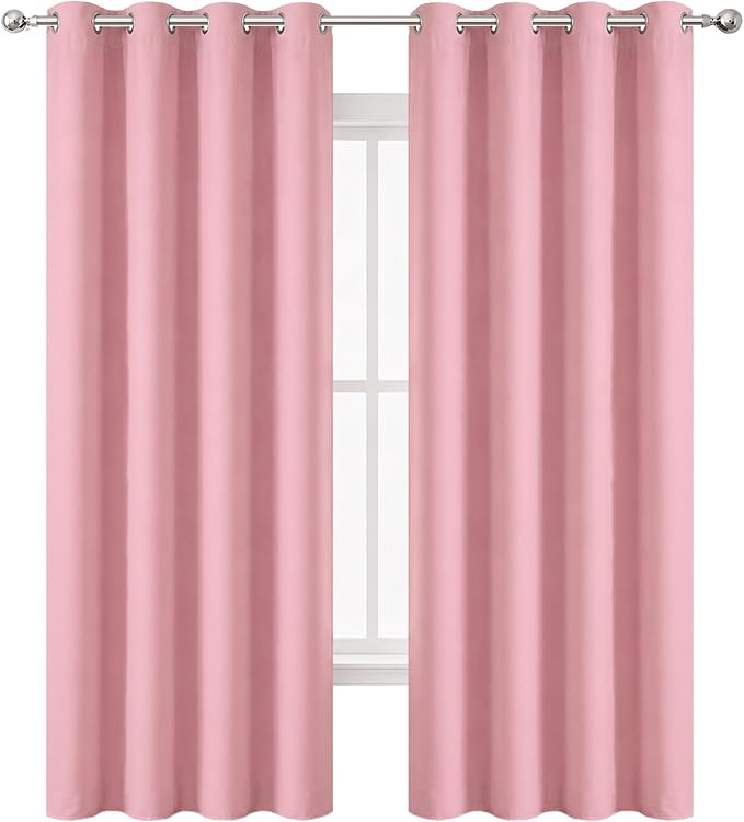 Blackout Curtains 66 x 95 inch/Pink Curtains Set of 2 Panels/Thermal Insulated Room Darkening Bedroom Curtains
