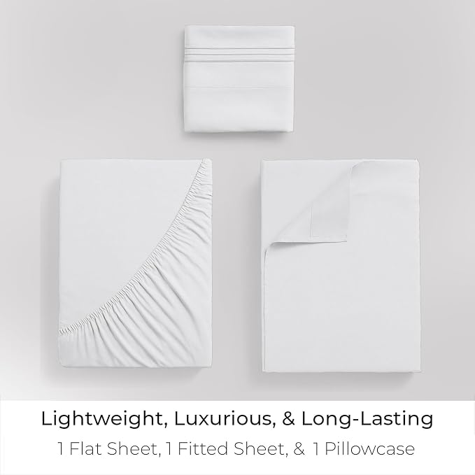 Mellanni Iconic 3-Piece, Ultra Soft Sheet Set (Twin XL, White) | 10M+ Sleepers. Lab-tested: Sleeps Cool, Stays Bright, Strong, Smooth. Good Housekeeping Best Bedding, 7 yrs running.