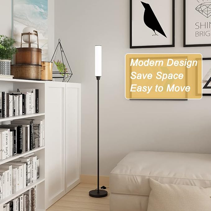 Nukanu Floor Lamp with Remote Control,Bright Floor Lamps for Living Room/Bedroom/Office, Stepless Adjustable 3000K-6000K Colors and 10-100% Brightness,Standing Light with Foot Switch (Black) | Standing Lamp for Living Room,Bedroom,Office,Stepless Adjus...