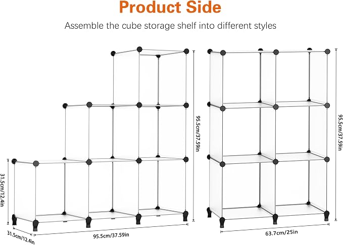HOMIDEC 6-Cube Storage Organizer, Closet Organizer Storage Shelf Bookcase Bookshelf with Metal Hammer, Storage Cubes Organizer Cabinet for Kids, Closet, Bedroom, Bathroom, (11.8x11.8x11.8 inch)