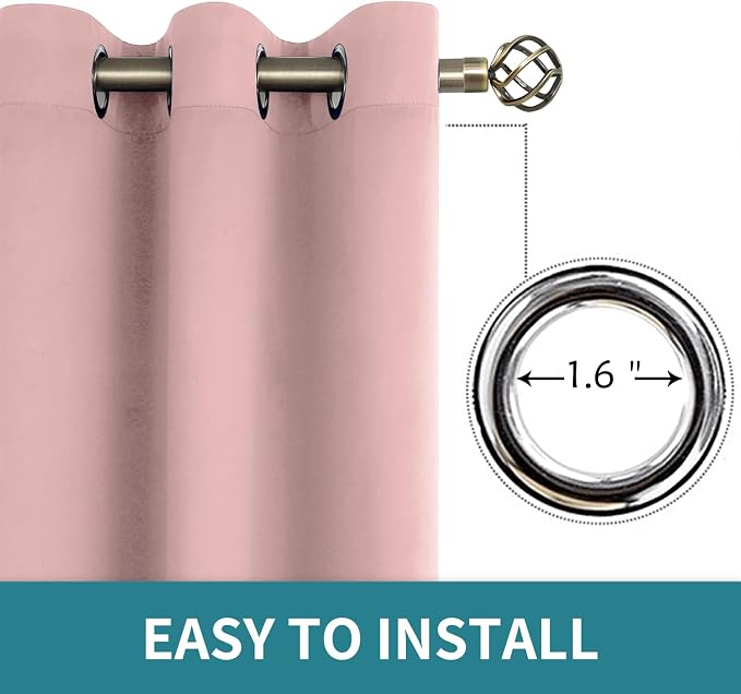 BGment Pink Room Darkening Curtains 95 Inch for Living Room - 2 Panels | Grommet Top, Extra Long, Light-Blocking, Sunblock, Thermal Insulated, Window Drapes for Bedroom, 52x95 Inch