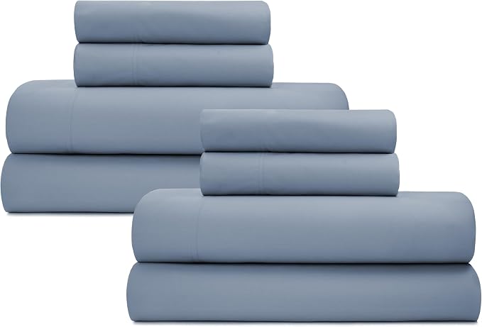California Design Den 2 Pack 100% Organic Cotton Full Size Bed Sheets Set | GOTS Certified, Lightweight Crisp & Airy Percale For Hot Sleepers, 15" Deep Pocket, All-around Elastic - Blue Hydrangea