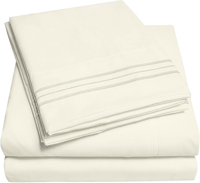California King Sheet Sets - Breathable Luxury Sheets with Full Elastic & Secure Corner Straps Built In - 1800 Supreme Collection Cal King Deep Pocket Bedding Set, Sheet Set, California King, Ivory