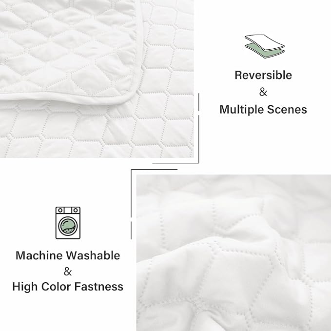 Exclusivo Mezcla Reversible Full Queen Quilt Bedding Set, White | Lightweight Bedspreads with 2 Pillow Shams, Soft Microfiber, All Season Bed Coverlets for Bedroom Guest Room, 90x96 Inch