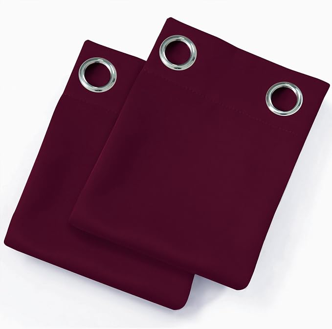 Burgundy Red Blackout Curtains 34 x 84 Inch Length/Set of 2 Curtain Panels/Thermal Insulated Room Darkening Blackout Curtains for Bedroom