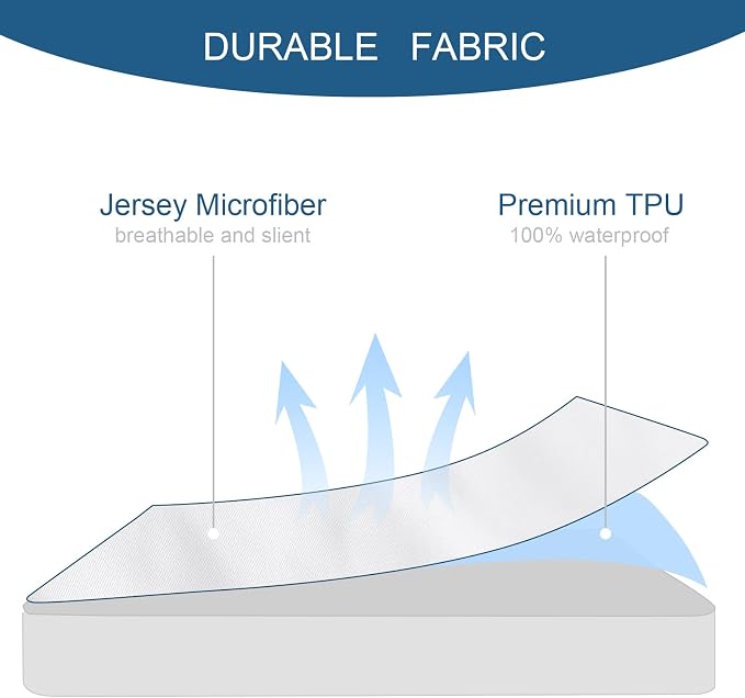 Twin Extra Long (XL) Mattress Protector Waterproof Pad Cover, 2 Pack | up - 14" Noiseless & Breathable Mattress Topper Twin Extra Long Fitted Sheets, Machine Washable