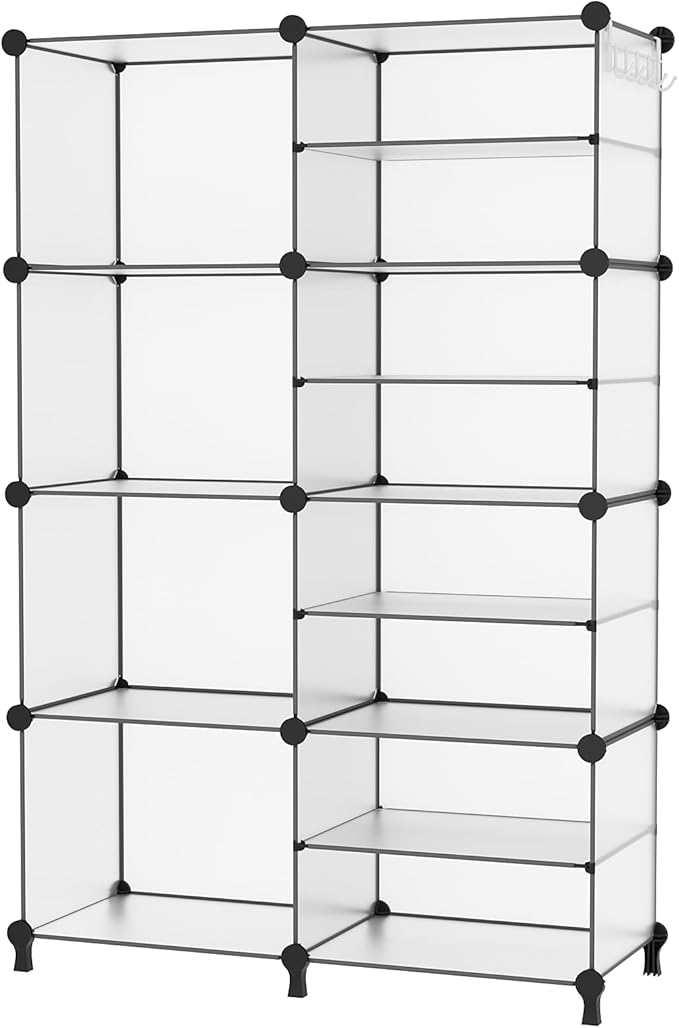 AWTATOS Closet Organizer 8 Cube Storage Shelves, Translucent | Closet Storage, Clothes Organizers, Stackable Cubby Shelving for Closet Bedroom Living Room