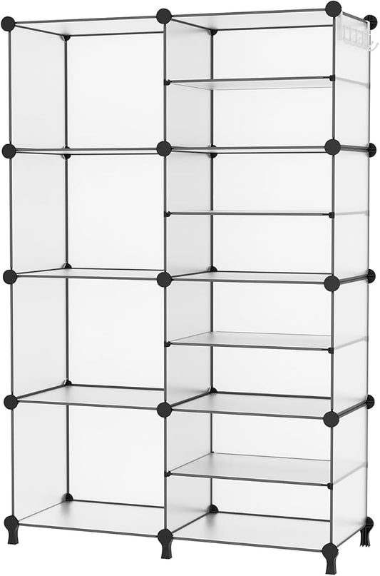 AWTATOS Closet Organizer 8 Cube Storage Shelves, Translucent | Closet Storage, Clothes Organizers, Stackable Cubby Shelving for Closet Bedroom Living Room