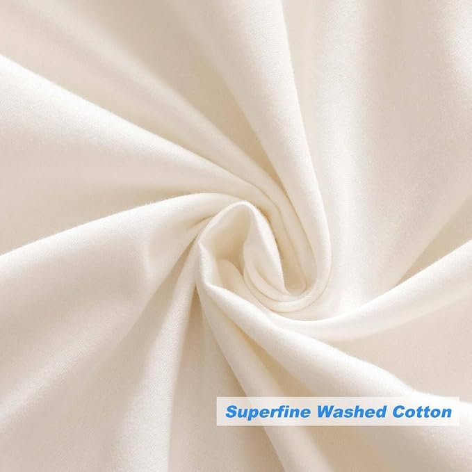 HeimenAogo Egyptian Cotton Duvet Cover Set Full Size, Ultra Soft and Breathable Comforter Cover with Zipper Closure, High Thread Count Long Staple Cotton Blanket Cover 3pcs, Off White