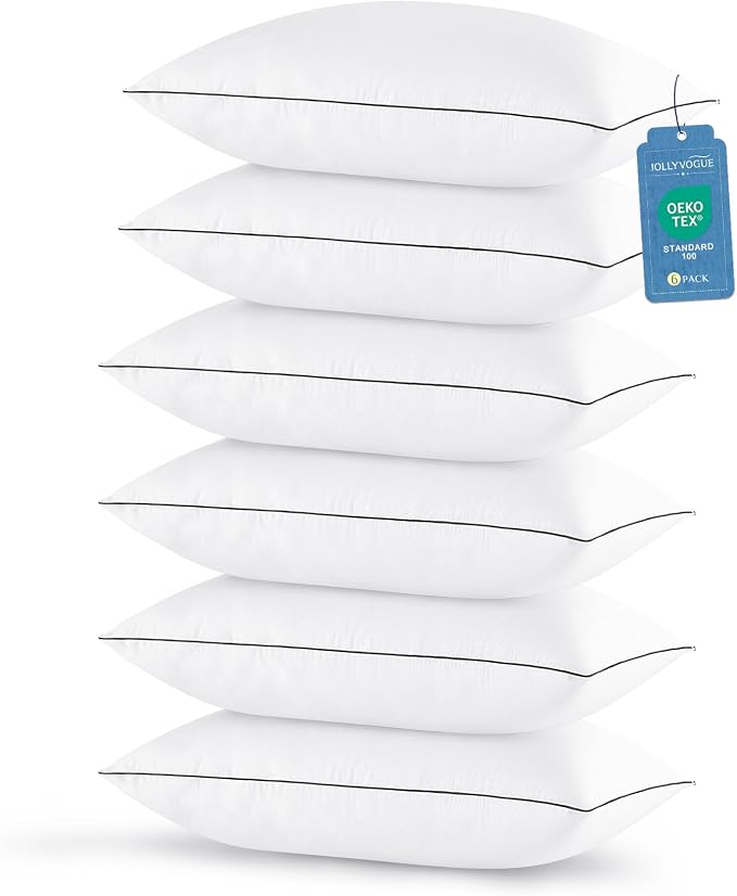 JOLLYVOGUE King Size Pillows Set of 6 for Sleeping, Cooling and Firm Pillows with Oeko-Tex Certified Down Alternative Filling for Side, Back, and Stomach Sleepers, Hotel Collection