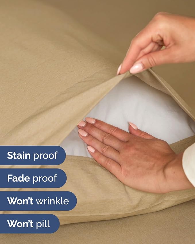 Extra Deep Flex Top Split Head King Sheet Set - 6 Piece Breathable and Cooling Sheets - Hotel Luxury Bedding for Women, Men, Kids & Teens - Easy Secure Fit - Extra Deep Pockets - Heathered Tan