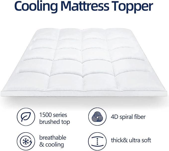 CHOPINMOON Twin XL Mattress Topper for Back Pain, Thick Mattress Pad Cover | Plush Pillow Top Mattress Topper, Breathable Soft Bed Topper with 8-21”Deep Elastic Pocket, Cooling for Hot Sleepers, White
