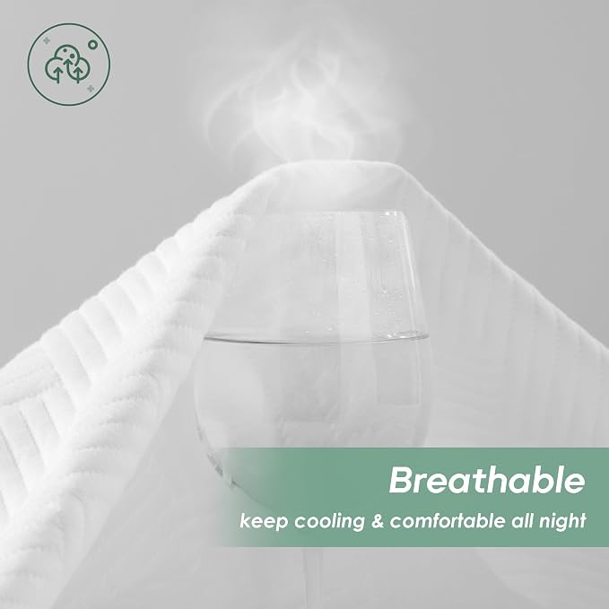 Cozymaker King Size 100% Waterproof Mattress Protector, White | Fitted 8"-21" Deep Pocket, 3D Air Viscose from Bamboo Fabric, Soft Breathable Cooling Mattress Pad Cover Noiseless Washable