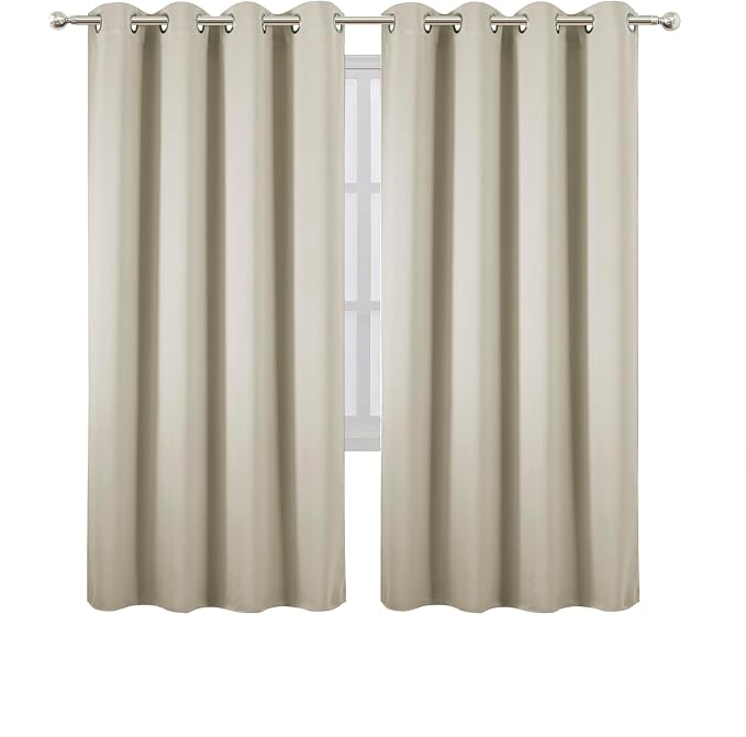 Blackout Curtains 66 x 72 Inch Long Light Beige Curtains Set of 2 Panels Room Darkening Curtains for Bedroom and Living Room