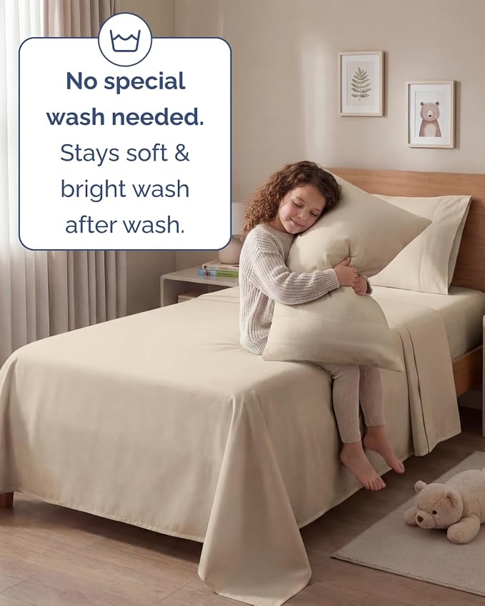 Twin 4 Piece Bed Sheet Set - Comfy, Breathable & Cooling Sheets - Wheat | Ultra Soft Hotel Luxury Bedding Set with 8-16 Inch Deep Pockets, 1 Flat & 1 Fitted Sheet & 2 Pillowcases, Wrinkle & Fade Free
